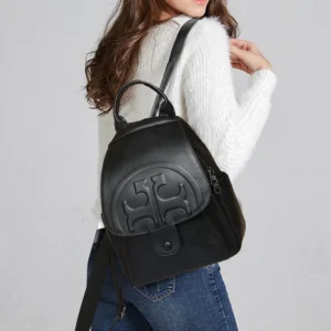 Fashionable and versatile new top-grain cowhide backpack, daily commuting backpack for women, large-capacity casual school bag