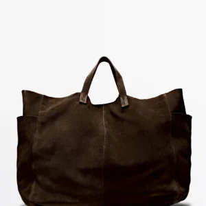 Ladies' large suede handba, handbag, large-capacity soft-shoulder bag, suede tote bag, backpack bag, work handbag, travel winte