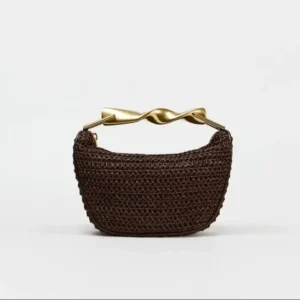 Summer Half-Moon Beach Straw Shoulder Bags Women's Straw Bucket Bag Purse Woven Straw Handbags Casual Tote Crossbody Bag