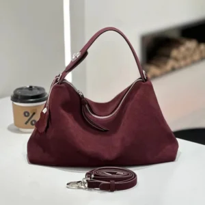 Women's Genuine Leather Bag Retro Frosted Cow Large Capacity Versatile Commuting Luxury Designer