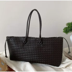 Luxury Top Handle Tote Bag Elongated Exquisite Woven Shopping Bag Magnetic Closure Pocket Shoulder Bag Designer Horizontal Purse