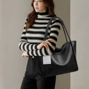 Top Quality Pu Leather Tote Bag for Women Designer Large Capacity Shoulder Handbags Casual Commute Shopping Top Handle Bag